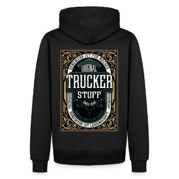 Original Trucker, Robustes Handwerker-Shirt - Männer Premium Bio Hoodie - Schwarz - Hinten - Nico (187cm)