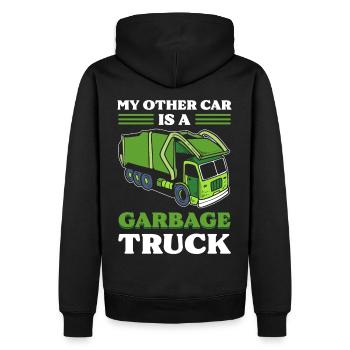 Mon autre voiture est une poubelle de recyclage de camion à ordures - Sweat à capuche Premium bio Homme - noir - Dos - Nico (187cm)