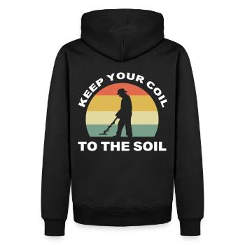 Keep Your Coil To The Soil Metal Detector Metal - Men’s Premium Organic Hoodie - black - Back - Nico (187cm)