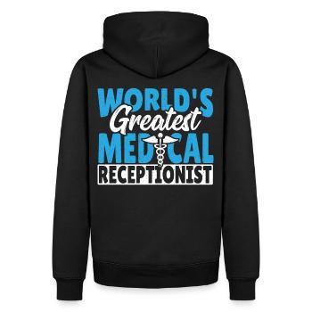 Réception médicale de la réceptionniste en médecine - Sweat à capuche Premium bio Homme - noir - Dos - Nico (187cm)