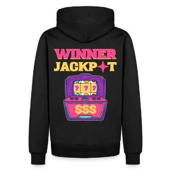 Spielautomat Spielautomaten Glücksspielautomat - Männer Premium Bio Hoodie - Schwarz - Hinten - Nico (187cm)