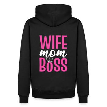 Épouse Maman Boss Journée internationale de la femme - Sweat à capuche Premium bio Homme - noir - Dos - Nico (187cm)