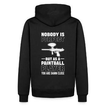 Noboby Is Perfect. But As A Paintballer Your Are - Männer Premium Bio Hoodie - Schwarz - Hinten - Nico (187cm)