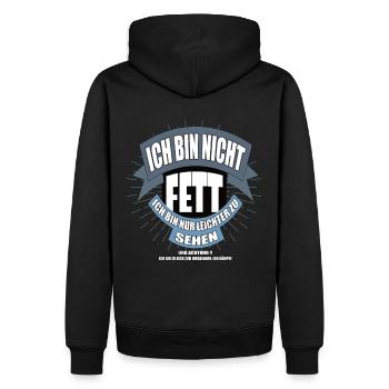 Ich bin nicht fett ich bin nur leichter zu sehen - Männer Premium Bio Hoodie - Schwarz - Hinten - Nico (187cm)