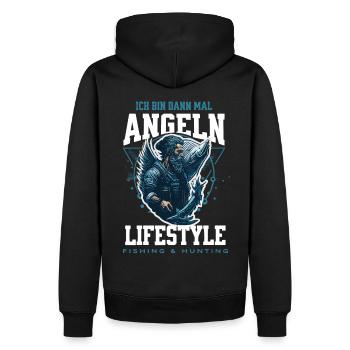 Ich Bin Dann Mal Angeln Fischer Angler - Männer Premium Bio Hoodie - Schwarz - Hinten - Nico (187cm)