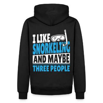Ich mag Schnorcheln und vielleicht 3 Leute - Männer Premium Bio Hoodie - Schwarz - Hinten - Nico (187cm)
