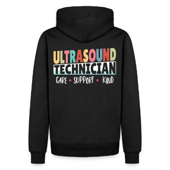 Technicien en échographie Soutien aux soins Enfant - Sweat à capuche Premium bio Homme - noir - Dos - Nico (187cm)