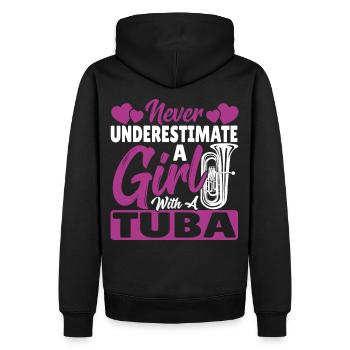 Marching Band Unterschätze niemals ein Mädchen - Männer Premium Bio Hoodie - Schwarz - Hinten - Nico (187cm)