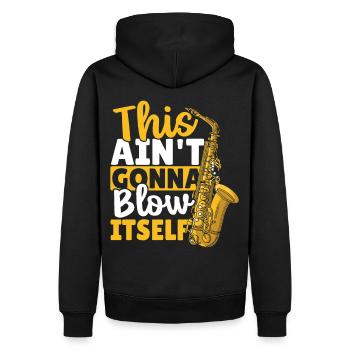 Saxophon Das wird sich nicht von selbst auflösen - Männer Premium Bio Hoodie - Schwarz - Hinten - Nico (187cm)