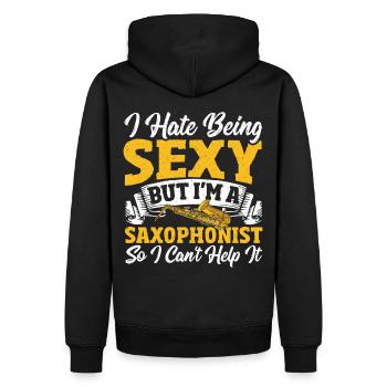 Saxophone Je déteste être sexy, mais je suis - Sweat à capuche Premium bio Homme - noir - Dos - Nico (187cm)
