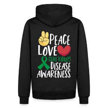 Peace Love Cure Sensibilisation aux maladies rénales Green - Sweat à capuche Premium bio Homme - noir - Dos - Nico (187cm)