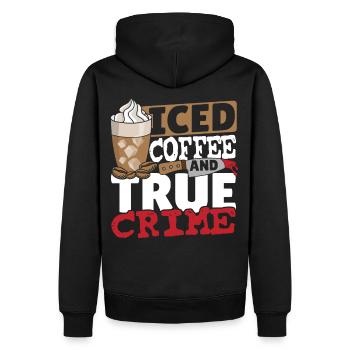 Café glacé et vrais crimes - Sweat à capuche Premium bio Homme - noir - Dos - Nico (187cm)
