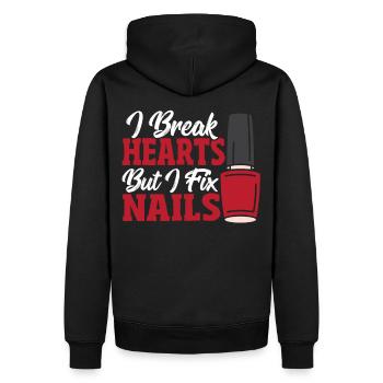 Je brise les cœurs, mais je répare les ongles - Sweat à capuche Premium bio Homme - noir - Dos - Nico (187cm)