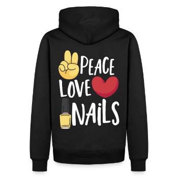 Peace Love Nails Nail Tech Nail Technicien - Sweat à capuche Premium bio Homme - noir - Dos - Nico (187cm)