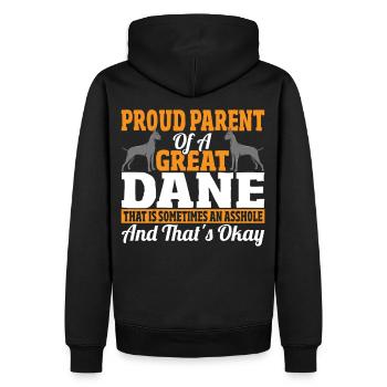 Fier parent d’un dogue allemand - Sweat à capuche Premium bio Homme - noir - Dos - Nico (187cm)
