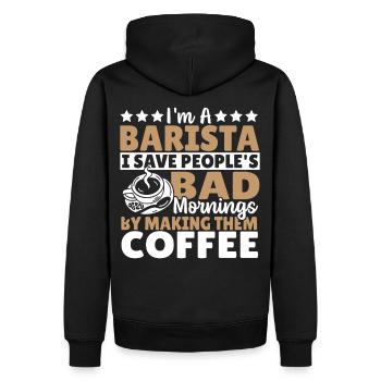 Je suis un barista Je sauve les gens - Sweat à capuche Premium bio Homme - noir - Dos - Nico (187cm)