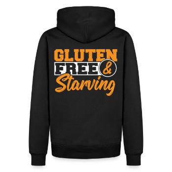 Sans gluten et affamé. Sans gluten - Sweat à capuche Premium bio Homme - noir - Dos - Nico (187cm)