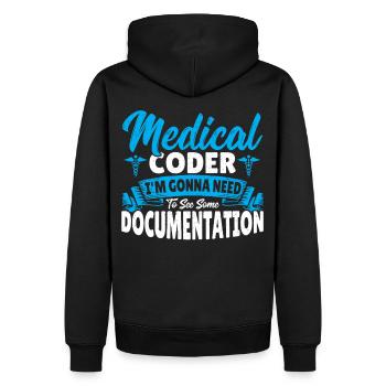 Medizinischer Kodierer Ich sehe eine - Männer Premium Bio Hoodie - Schwarz - Hinten - Nico (187cm)