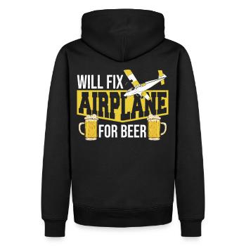 Will Fix Airplane For Beer Aircraft Mechanic - Men’s Premium Organic Hoodie - black - Back - Nico (187cm)