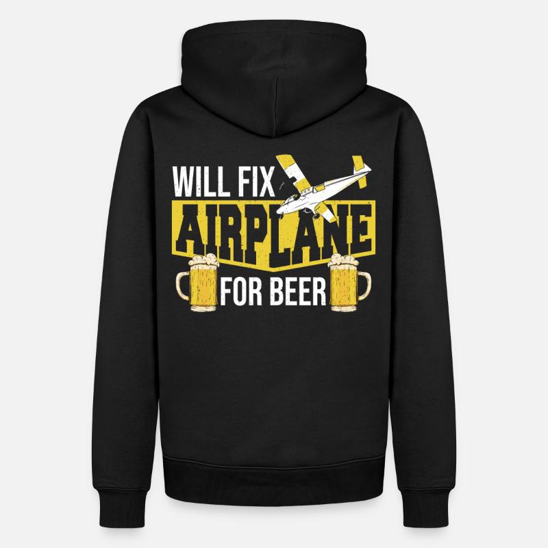 Wird Flugzeug für Bier reparieren - Männer Premium Bio Hoodie - Schwarz