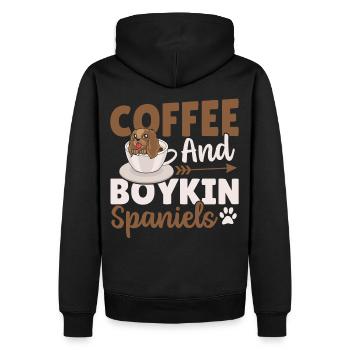 Kaffee und Boykin Spaniels Boykin Spaniel - Männer Premium Bio Hoodie - Schwarz - Hinten - Nico (187cm)