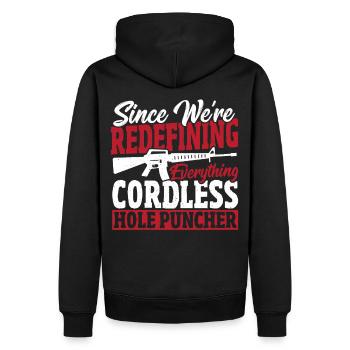 Cordless Hole Puncher 2nd Amendment - Men’s Premium Organic Hoodie - black - Back - Nico (187cm)
