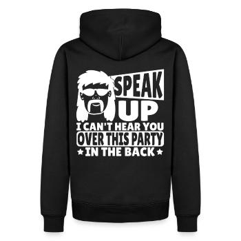 Parlez, je ne peux pas vous entendre sur cette fête dans le - Sweat à capuche Premium bio Homme - noir - Dos - Nico (187cm)