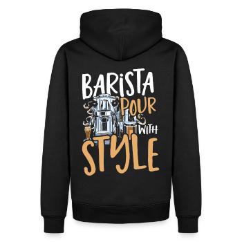 Barista donne un barista avec style - Sweat à capuche Premium bio Homme - noir - Dos - Nico (187cm)