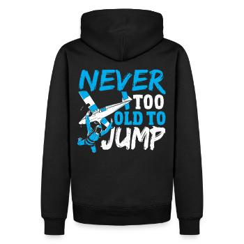 Jamais trop vieux pour sauter en parachutisme - Sweat à capuche Premium bio Homme - noir - Dos - Nico (187cm)