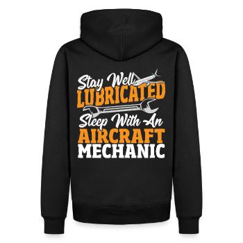 Restez bien Lubrifié Sommeil avec un mécanicien d’aéronef - Sweat à capuche Premium bio Homme - noir - Dos - Nico (187cm)
