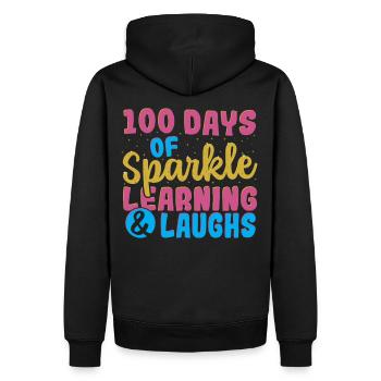 100 jours d’apprentissage et de rire pétillants 100 jours - Sweat à capuche Premium bio Homme - noir - Dos - Nico (187cm)