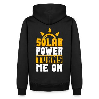L’énergie solaire me tourne vers les énergies renouvelables - Sweat à capuche Premium bio Homme - noir - Dos - Nico (187cm)