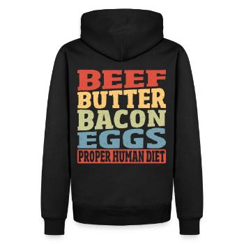 Rindfleisch Butter Speck Eier Richtige - Männer Premium Bio Hoodie - Schwarz - Hinten - Nico (187cm)