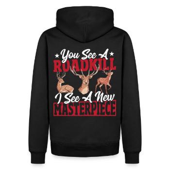 Du siehst einen überfahrenen Tierkörper, ich sehe - Männer Premium Bio Hoodie - Schwarz - Hinten - Nico (187cm)