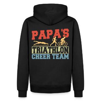 Papa's Triathlon Cheer Team Triathleten - Männer Premium Bio Hoodie - Schwarz - Hinten - Nico (187cm)