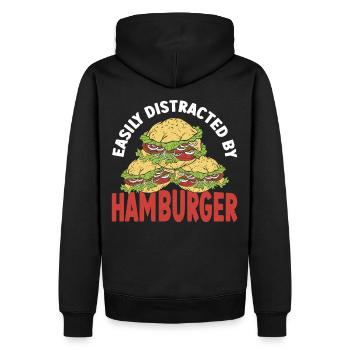 Facilement distrait par Hamburger Hamburger Fast - Sweat à capuche Premium bio Homme - noir - Dos - Nico (187cm)