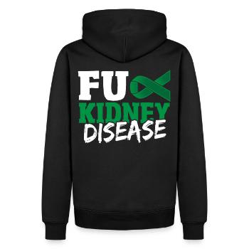 Fuck Kidney Disease Green Loop - Sweat à capuche Premium bio Homme - noir - Dos - Nico (187cm)