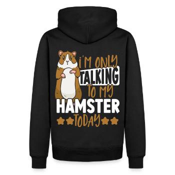 Je parle juste à mon hamster aujourd’hui - Sweat à capuche Premium bio Homme - noir - Dos - Nico (187cm)