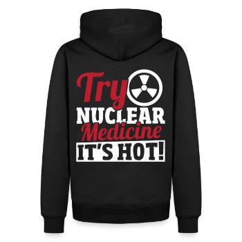 Essayez la médecine nucléaire Il fait chaud! - Sweat à capuche Premium bio Homme - noir - Dos - Nico (187cm)