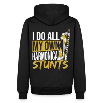 Ich mache alle meine Mundharmonika-Stunts selbst - Männer Premium Bio Hoodie - Schwarz - Hinten - Nico (187cm)