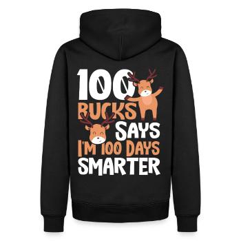 100 Bucks sagen, ich bin 100 Tage klüger 100 Tage - Männer Premium Bio Hoodie - Schwarz - Hinten - Nico (187cm)