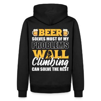 Bier löst die meisten Probleme Wandklettern löst - Männer Premium Bio Hoodie - Schwarz - Hinten - Nico (187cm)