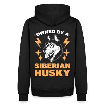 Owned By A Siberian Husky Siberian Sled Dog Owner - Men’s Premium Organic Hoodie - black - Back - Nico (187cm)