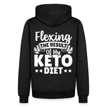 Flexing Das Ergebnis meiner Keto Diät Keto Diät - Männer Premium Bio Hoodie - Schwarz - Hinten - Nico (187cm)