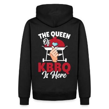 The Queen of KBBQ Is Here Korean BBQ Asian Cuisine - Men’s Premium Organic Hoodie - black - Back - Nico (187cm)