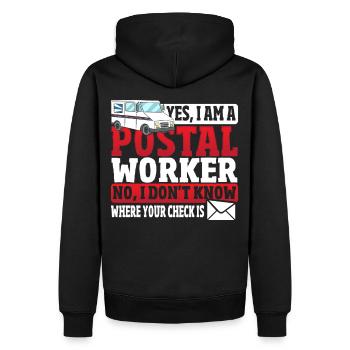 Ja, ich bin Postangestellter Postangestellter - Männer Premium Bio Hoodie - Schwarz - Hinten - Nico (187cm)