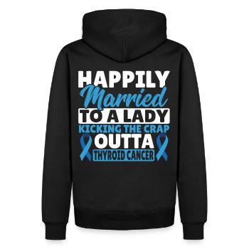 Kicking The Crap Outta Thyroid Cancer Awareness - Männer Premium Bio Hoodie - Schwarz - Hinten - Nico (187cm)