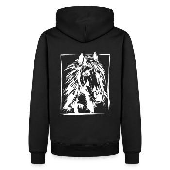 Cheval, équitation, dressage, dessin cadeau - Sweat à capuche Premium bio Homme - noir - Dos - Nico (187cm)