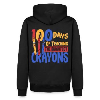 100 Tage Unterricht mit den hellsten Buntstiften - Männer Premium Bio Hoodie - Schwarz - Hinten - Nico (187cm)