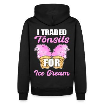 Amygdalectomie J’ai échangé les amygdales pour - Sweat à capuche Premium bio Homme - noir - Dos - Nico (187cm)